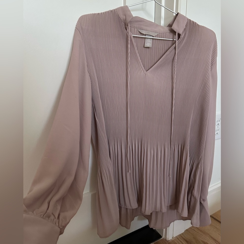 H&M Pleated V-Neck Blouse